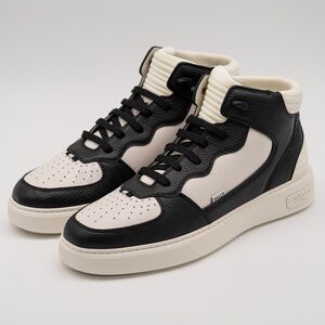 size 12 Bally Martyn Black White Leather High Top Sneakers Bovine